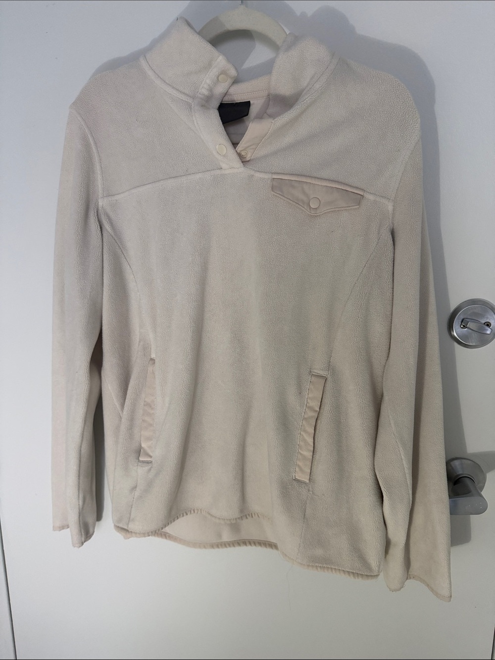32 Degrees Cream Pullover Fleece Snap-Neck Pullover